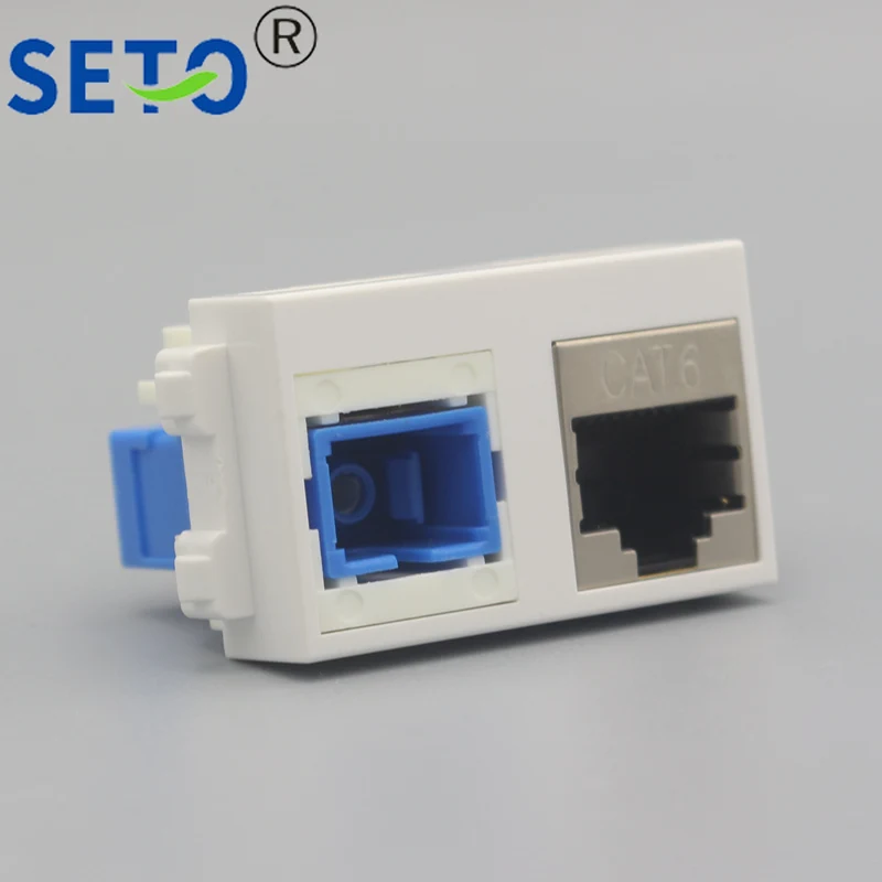 SeTo Gigabit Shield RJ45 Cat6 Сетевой Lan модуль+ волоконно-оптический модуль SC разъем Keystone для настенной пластины разъем