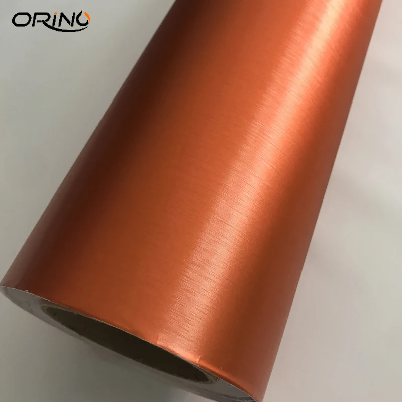 Brushed Metallic Orange Vinyl Wrap Sticker-3