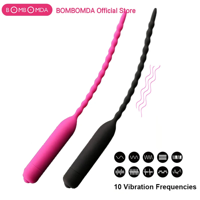 10 Modes Urethral Vibrator Male Masturbator Silicone Vibrating Penis Plug Urethral Sounds Dilators Products for Men Erotic Toys