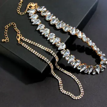

Flatfoosie Fashion Jewelry Accessories Luxury Rhinestone Choker Necklace For Women Statement Collar mujer Necklace Birthday Gift