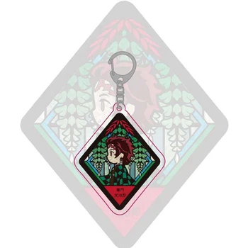 

Demon Slayer Kimetsu No Yaiba Keychain Square Keyring Charms Key Pendants Key Chains