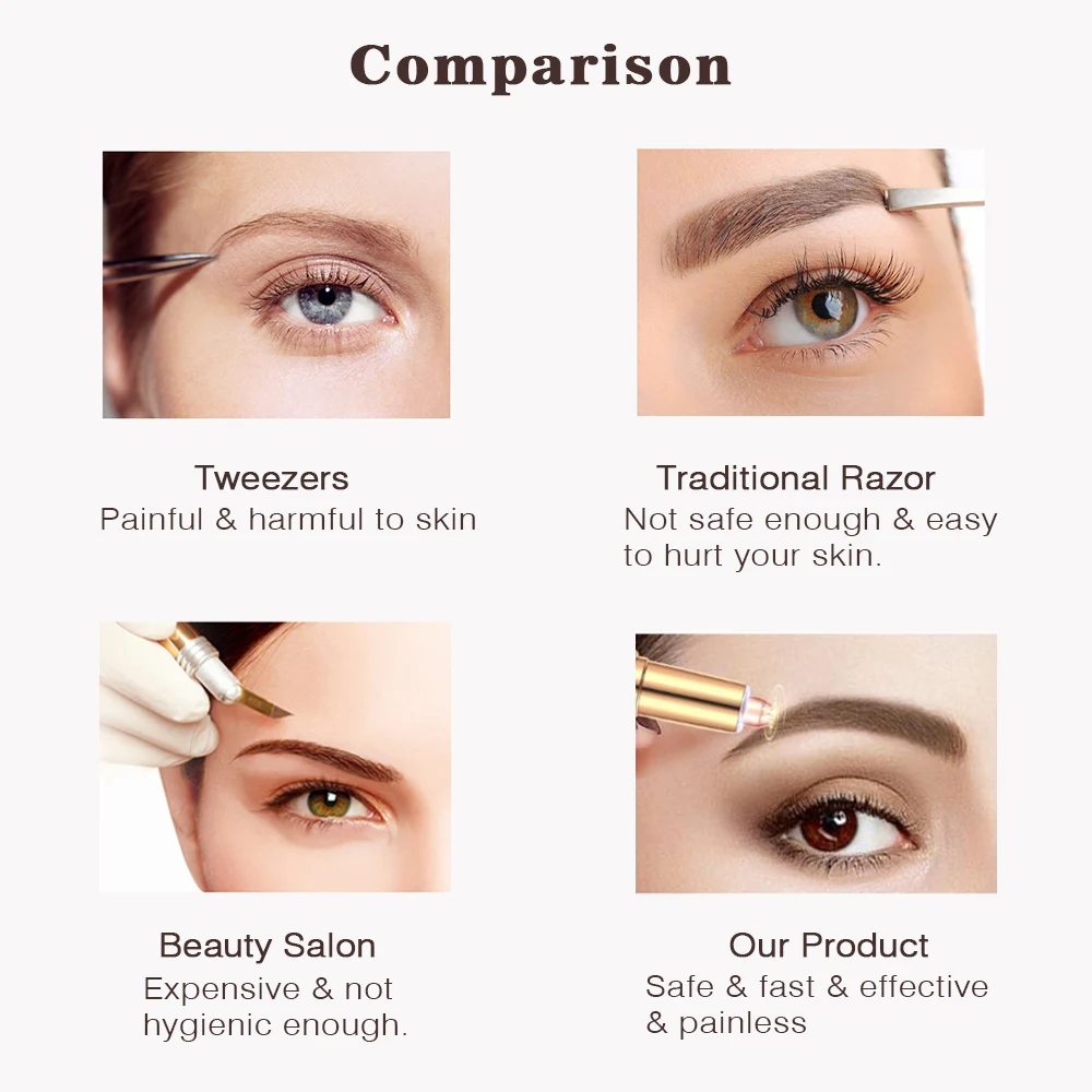 Painless Mini Rechargeable Eyebrow Trimmer Brows Pen Hair Remover