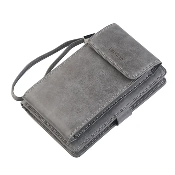 

Vintage Leather Wallet with Phone Pouch Men Hasp Bifold Purse Clutch Money Bag Male High Capacity Protect Bank ID Card Holders