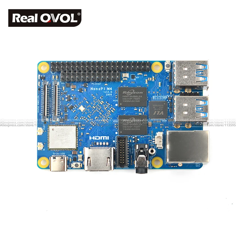  RealQvol FriendlyARM NanoPi M4 V2 4GB DDR3 Rockchip RK3399 SoC 24G y 5G dual-band WiFi + Bluetooth 
