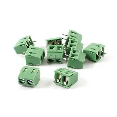 

10pcs 5mm Spacing 2-Pin PCB Mount Screw Terminal Blocks 300V 10A