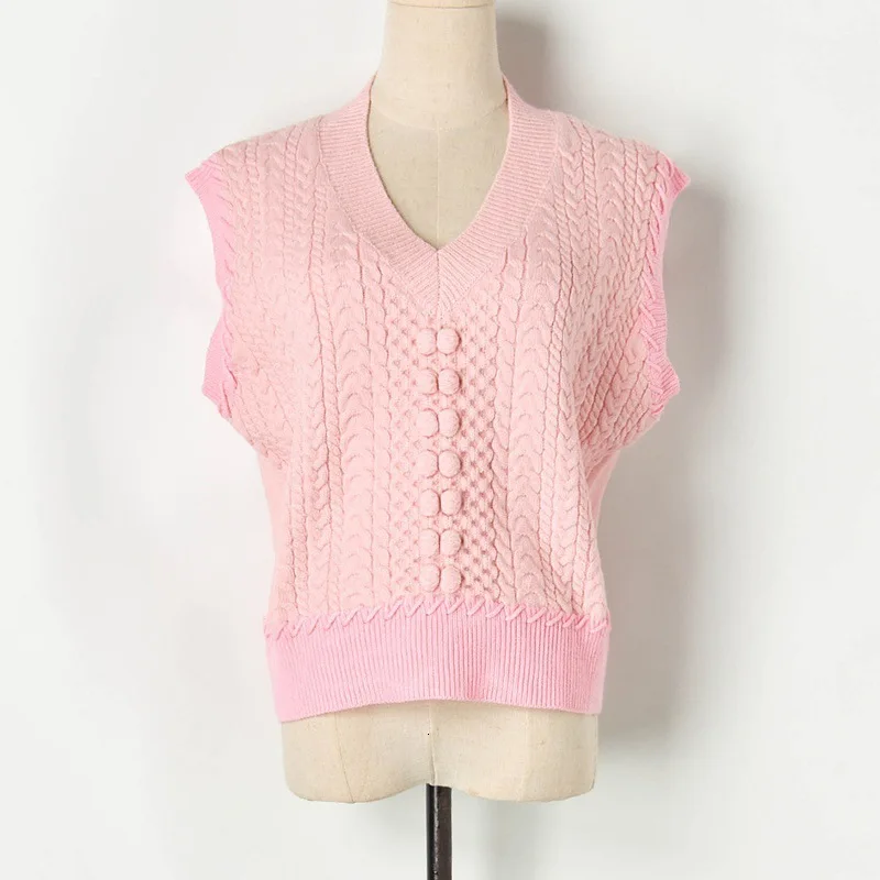 Red (Fur Ball vest) Хорошее качество, осень, v-образный вырез, волосы, конопляные цветы, веревка, без рукавов, вязаный жилет, женский жилет Z90839 - Цвет: Red (Fur Ball vest)