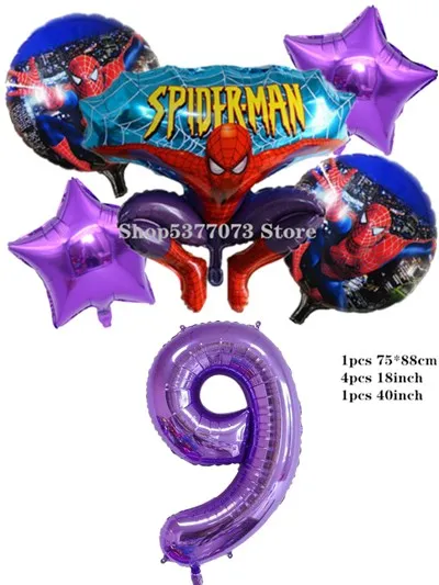 6 шт. супергероев шар детский день рождения предлагает 40 дюймов 1 2 3 4 5 6 7 8 9 цифровой Воздушный Шар Детские игрушки День рождения де - Цвет: 1PCS