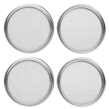 

Stainless Steel Sprouting Lids for Wide Mouth Mason Jars - Strainer Lid for Canning Jars and Seed Sprouting Sn - 4pcs