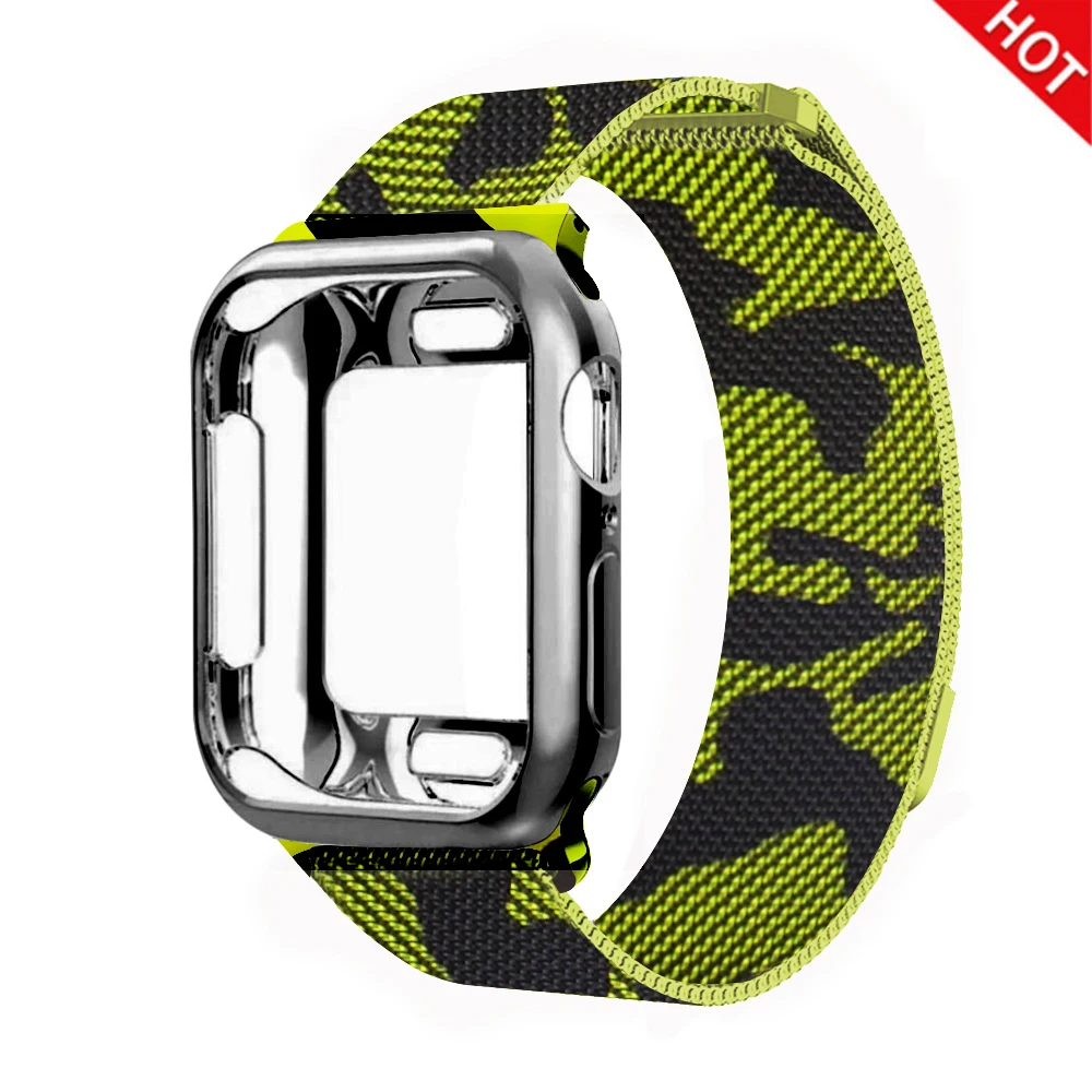Миланский ремень из нержавеющей стали тонкий браслет ремешок для Apple Watch серии 1/2/3/4, 42 мм, 38 мм, ремешок для iwatch 40 мм 44 с защитным чехлом - Цвет ремешка: Jungle