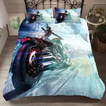 

Motorcycle Girl Racer Bedding Set Bedroom Decor Hypoallergenic Girls Gift Comforter Cover Quilt Cover 1PC Duvet Cover Pillowcase
