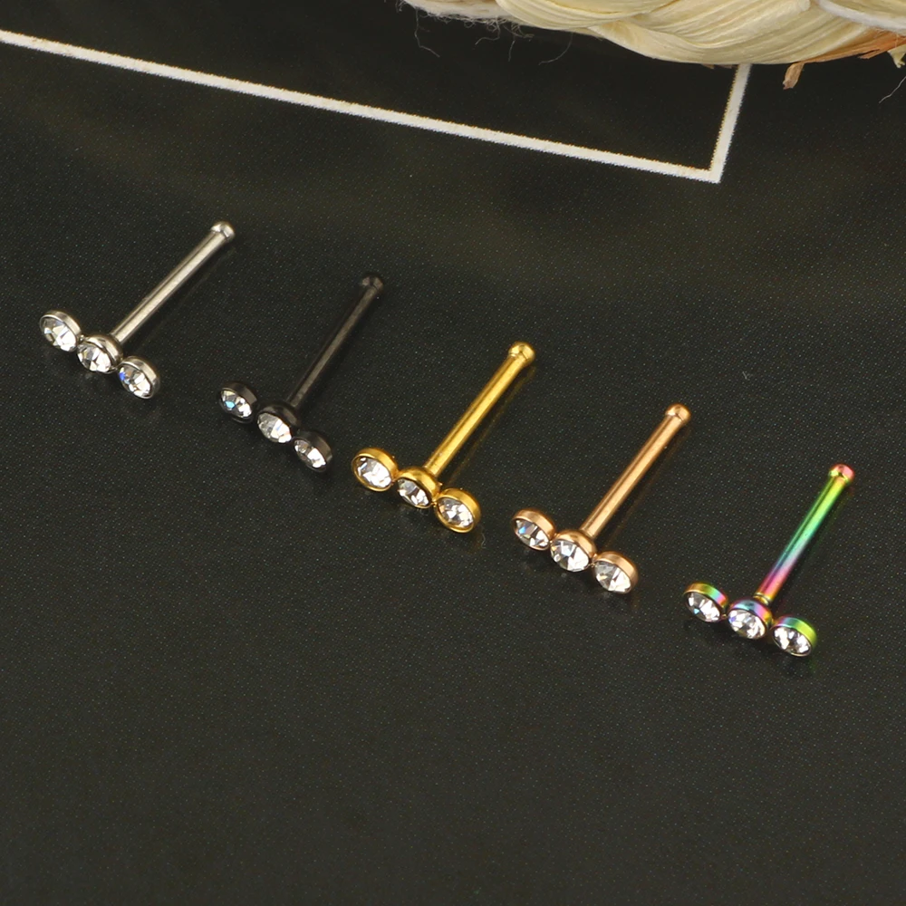 20G Nose Rings Studs Surgical Steel Nose Nostril Opal CZ Inlaid 2MM Piercing Jewelry for Women Men Girl  Tragus Cartilage Nose