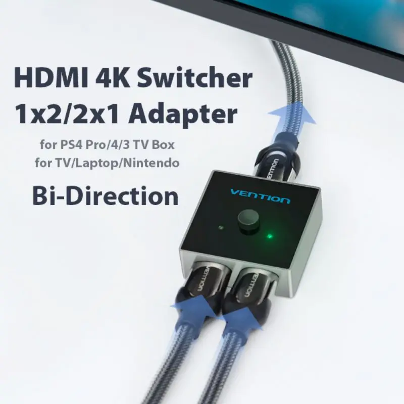 HDMI 2,0 4K сплиттер двунаправленный 2X1/1X2 Переключатель HDMI конвертер для Apple tv/монитор/проектор