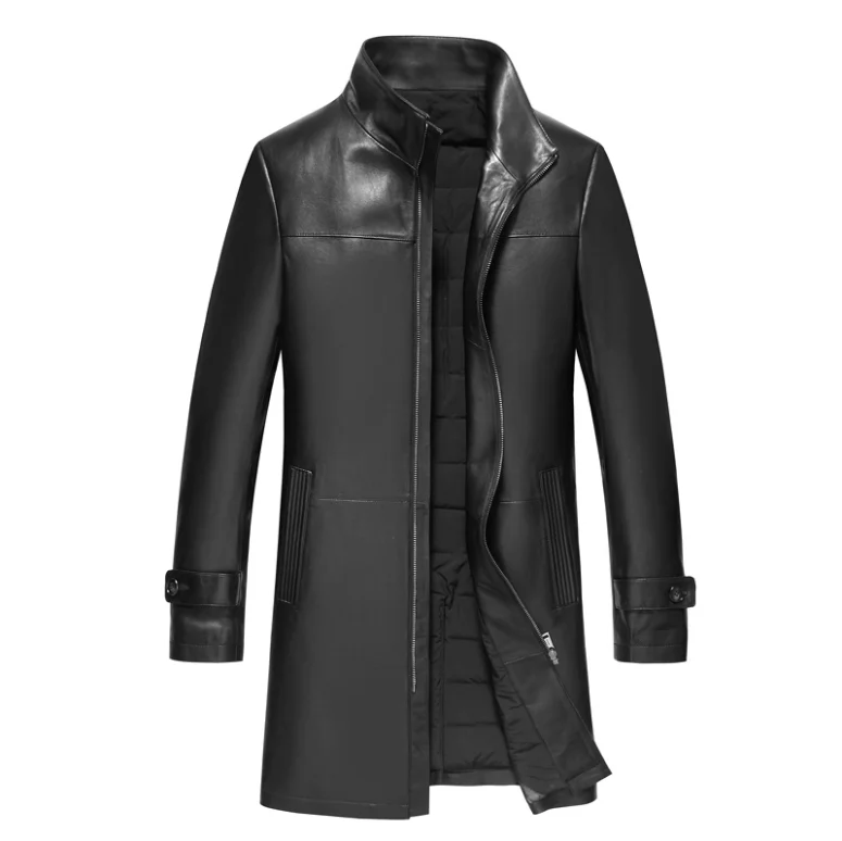 

Boollili Men's Genuine Leather Jacket Long Sheepskin Coat Winter Duck Down Jacket Men Real Leather Jackets 2020