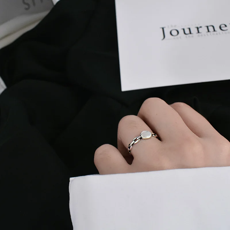 LKO Vintage Minimalism Chain Finger Ring 925 Sterling Silver Minority Design For Women Tide Flow Jewelry Adjustable Ring - Image 4