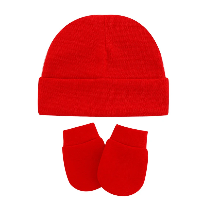 3pcs/Lot Solid Caps for Children Kids' Hat for New Born Baby Hat Birth Baby Beanie Toddler Glove Set Newborn Accessories