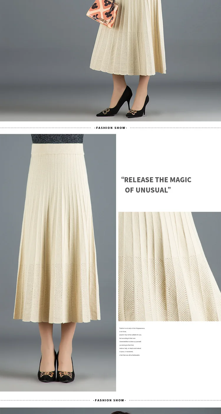 Faldas mujer moda новая длинная юбка женская осенняя и зимняя юбка с надписью Женская трикотажная шерстяная плиссированная юбка Толстая Jupe femme