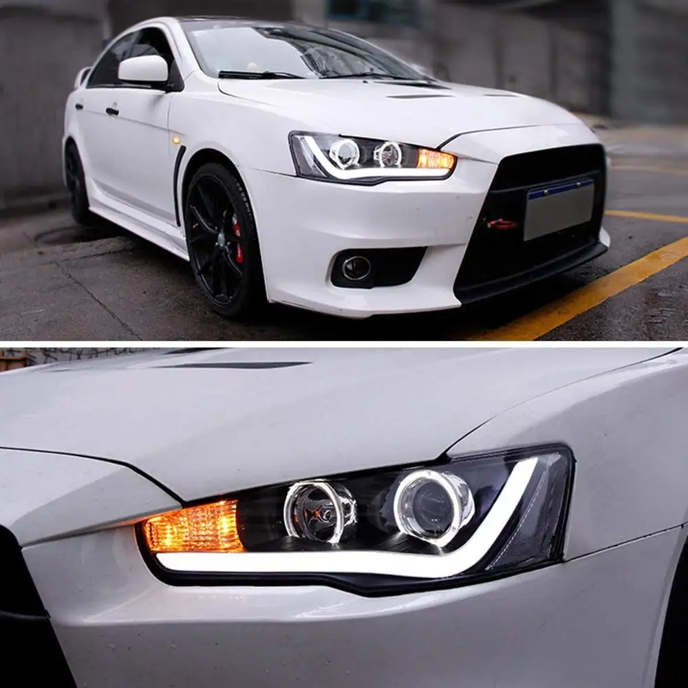 Headlights For Mitsubishi Lancer 2008-2017 HID Full LED Headlamp with DRL  Sequential Turn Signal Light Car Accessories