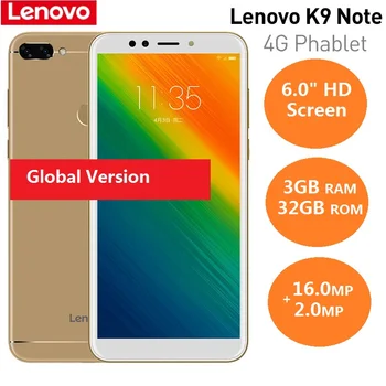 Lenovo K9 Note 4G Smartphone 6.0'' 18:9 Android 8.1 Qualcomm Snapdragon 450 Octa Core 1.8GHz 3GB RAM 32GB ROM 16.0MP AI Mobile
