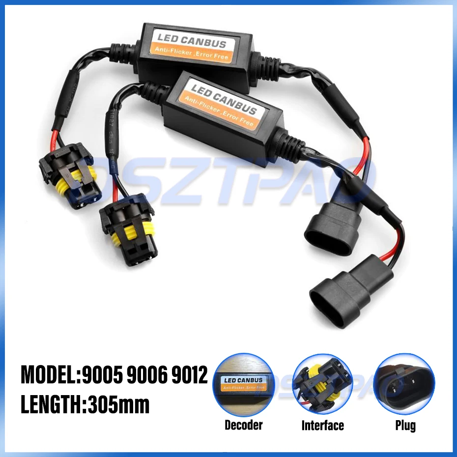 Led lights led bulbs led headlights led car lights led car headlights 2pcs H4 H7 H8 H11 9005 HB3 9006 HB4 LED Bulb Decoder Resistor 50w Canbus Error Canceller Wire Harness Adapter for Car Headlight