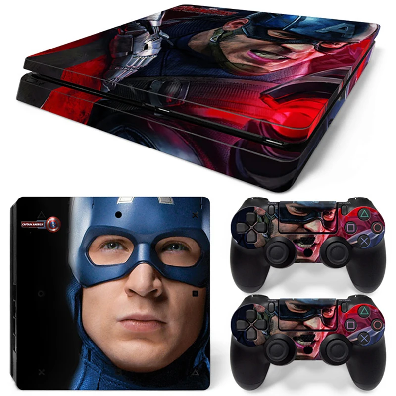 Marvel Spider Man Deadpool Sticker Cover Wrap Protector Skin For Sony PS4 Slim Console & 2PCS Controller Skin Decal For PS4 Slim 