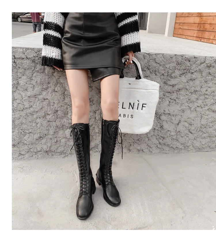 high knee boots Winter Warm white Boots Women Low Heels Ladies Long Boots rain boots women Soft Leather Boots Women YMA980