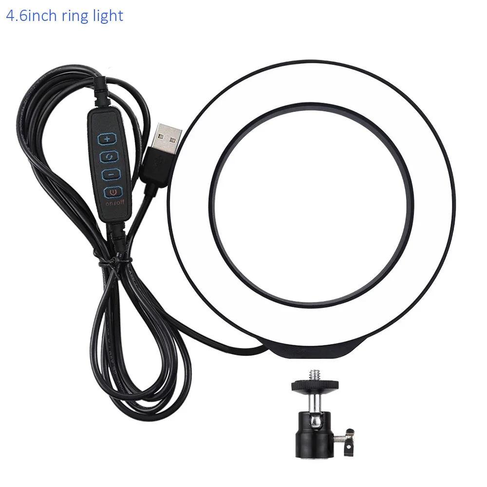 4.6 inch ring light 4," /6,2" 10 см/16 см USB Диммируемый светодиодный кольцевой светильник+ адаптер для крепления штатива для макияжа фото/видеосъемки Youtube Tik Talk Vlog - Цвет: 4.6 inch ring light