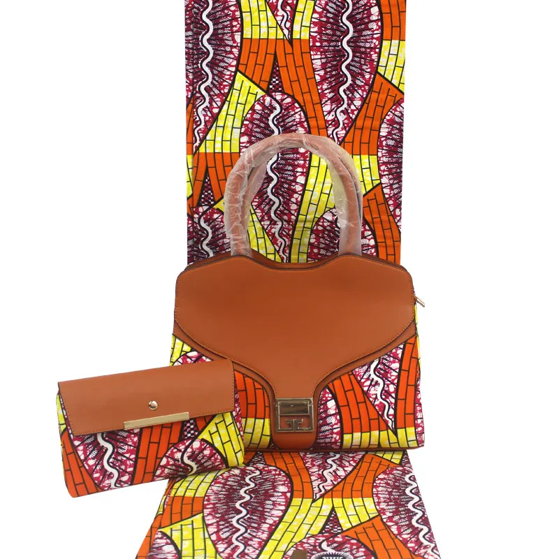 Роскошный Анкара набор африканская восковая сумка Африканский принт и сумочка Африканский воск с сумочкой h180513 - Цвет: 24