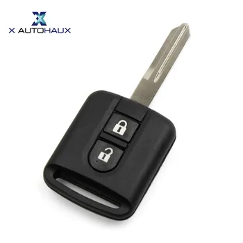 

X AUTOHAUX 2 Buttons Uncut Key Remote Case Shell Replacement For Nissan Qashqai J10 Navara 2006-2010 Patrol Cabster Micra K12