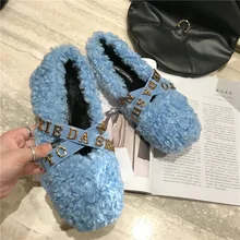 Роскошный бренд; коллекция года; сезон зима-весна; повседневные женские дизайнерские балетки на плоской подошве с теплым овечьим мехом; цвет синий, черный, коричневый; слипоны; балетки; водонепроницаемые Мокасины