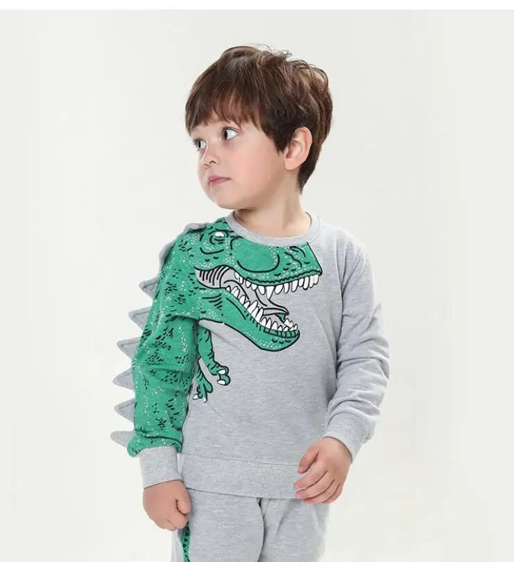 Boys'clothes осенне-зимняя детская одежда костюм с динозавром комплект из двух предметов, тираннозавр+ брюки из крокодиловой кожи