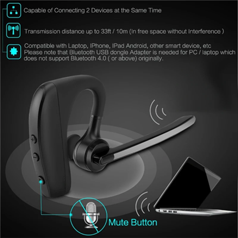 Bluetooth-гарнитура, Бишоп V4.2, беспроводная гарнитура с защитой от пота, с микрофоном, кристально прозрачный звук, Suitab