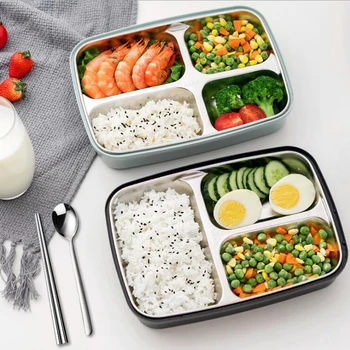 

Portable 304 Stainless Steel Lunch Box 2020 New Hot Japanese Style Compartment Bento Box Kitchen Leakproof Food Container