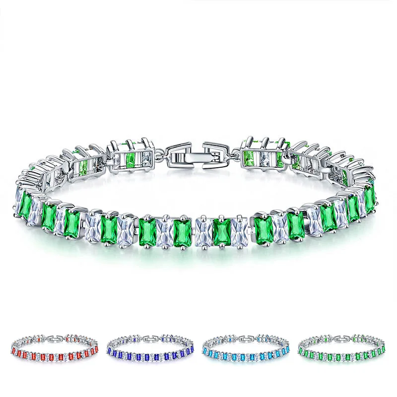 Ледяной Кристалл Циркон Белый Зеленый Цвет сращивания браслет Шарм женщина ювелирные изделия медный материал Роскошная элегантность дамы для подарка