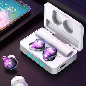 

Bluetooth V5.0 Earphones Touch-Control Wireless Headphones IPX7 Waterproof Sport Earbuds + 3600MAh Power Bank for All Phone