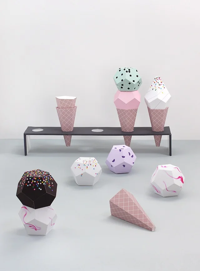 Лето; мороженое бумага 3D DIY Материал руководство творческое образование игрушечная бутафория#3318 ручной работы милые геометрические бумажные фигурки