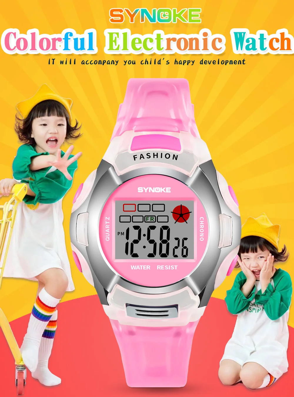 Модные электронные цифровые часы для мальчиков и девочек, светодиодный, спортивные часы для студентов, водонепроницаемые наручные часы 30 м для детей