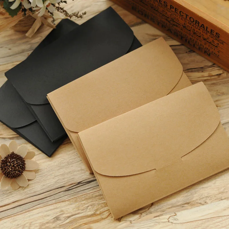 Description Picture 2 of item10pcs Black Kraft Paper Cardboard Envelope bag Wedding invitation cards Packaging box Photo Postcard Envelope Gift Box & Window