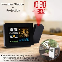 Светодиодный Будильник, проекционные часы, термометр, гигрометр, Беспроводная метеостанция, цифровые часы, повтор, настольные часы, радиочасы