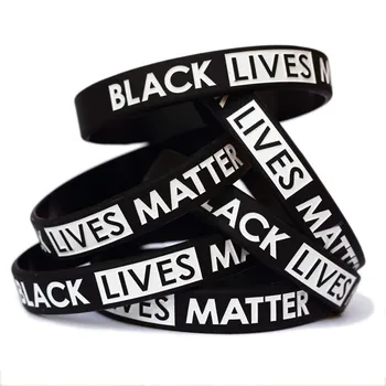

150 pcs New Black Lives Matter Silicone Wristband Black Bracelets & Bangles Silicona Pulseira