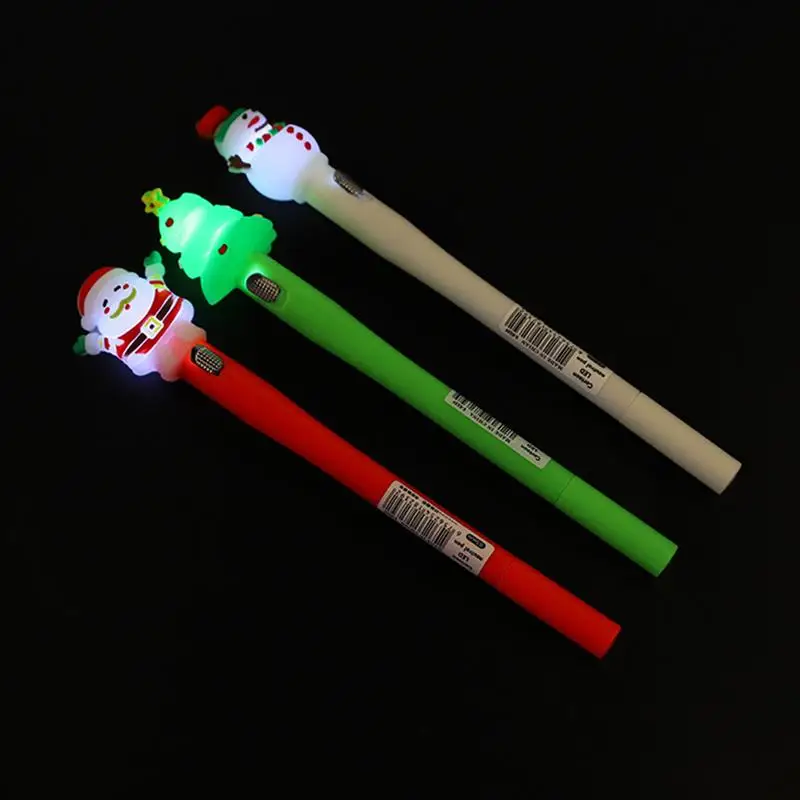 

12PCS Cute Cartoon Christmas Series Neutral Pen Creative Students Pen 0.5mm Pen for Christmas Gel Pen with LED Light
