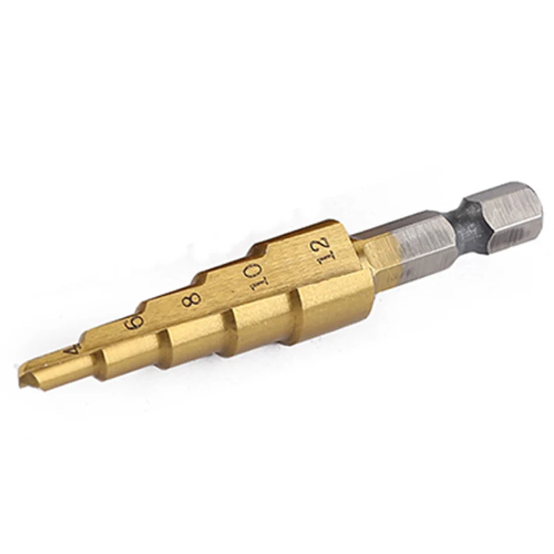 1Pcs HSS Metric 1/4 Hex Shank Titanium Coated Step Drill Bit Cutting Tool Smoother Set Bulk Packaging керн сверла | Инструменты