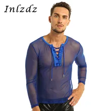 Мужская популярная экзотическая майка на шнуровке, Прозрачное нижнее белье, сетчатый пуловер, экзотическая Прозрачная Футболка, Клубная одежда, костюмы