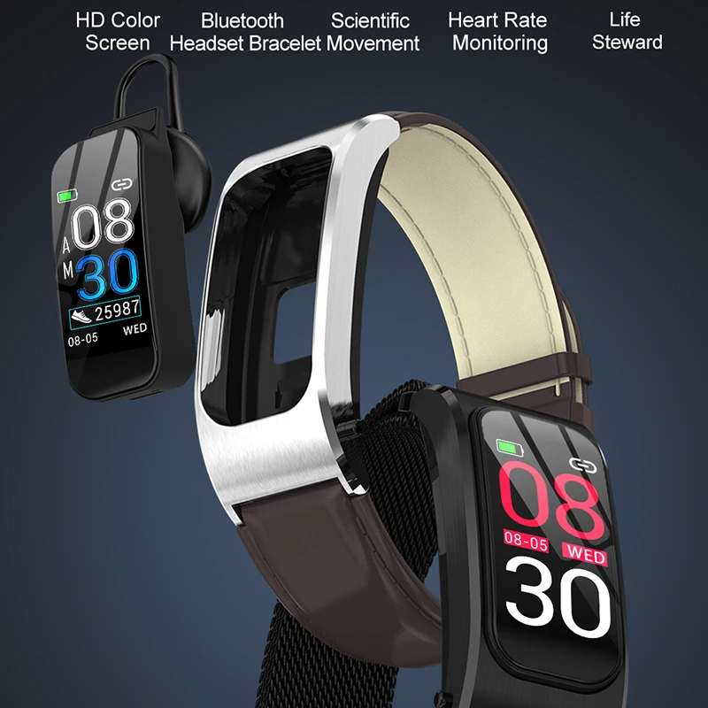 

Bluetooth 5.0 Headset Smart Bracelet Watch Blood Pressure Smartwatch Fitness Tracker kinyo 2019 smart band men watches pk kr04