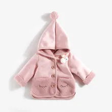 Детское пальто теплая зимняя одежда с капюшоном для маленьких девочек Детские утепленные бархатные парки, пальто Детская верхняя одежда с игрушкой кролика