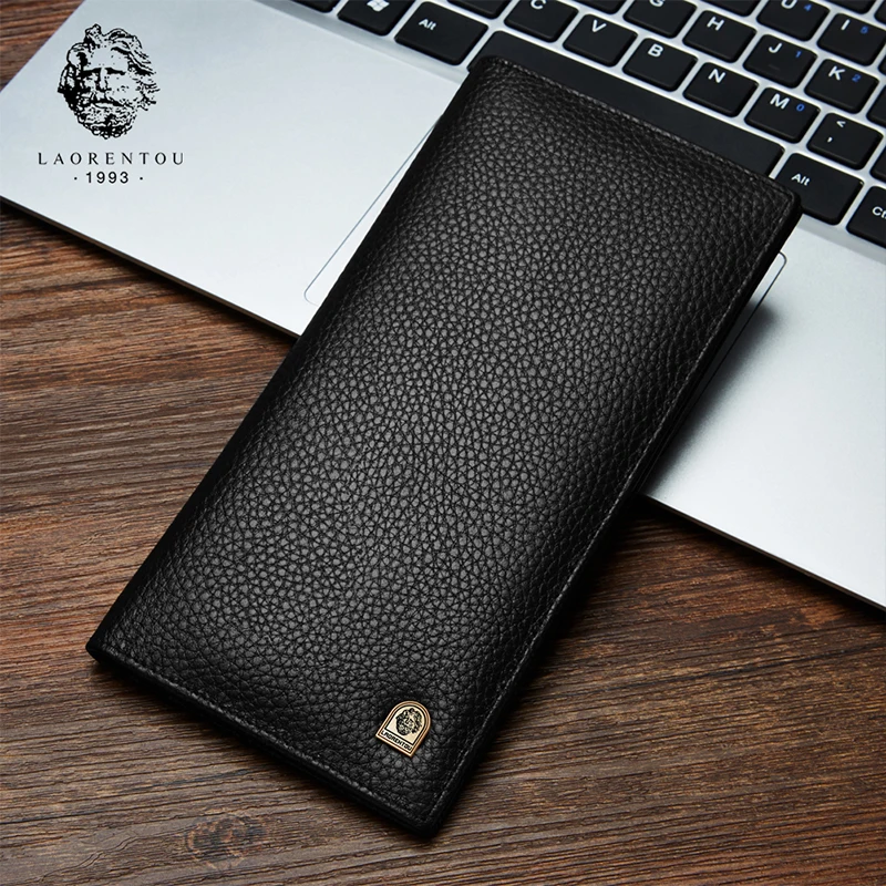 Bifold Wallets Laorentou Card-Holder Long-Purse Zipper-Pocket Men Clutch Business