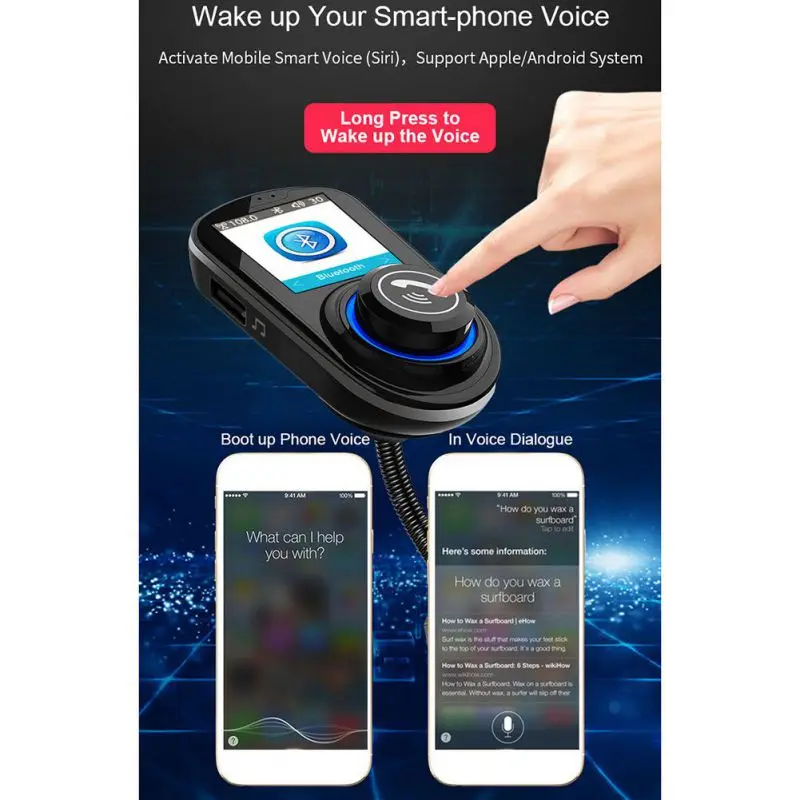 Qc3.0 1,8 дюймовый цветной экран автомобильный беспроводной Mp3 Автомобильный цветной экран Hd Mp3 Автомобильная Быстрая зарядка без рук