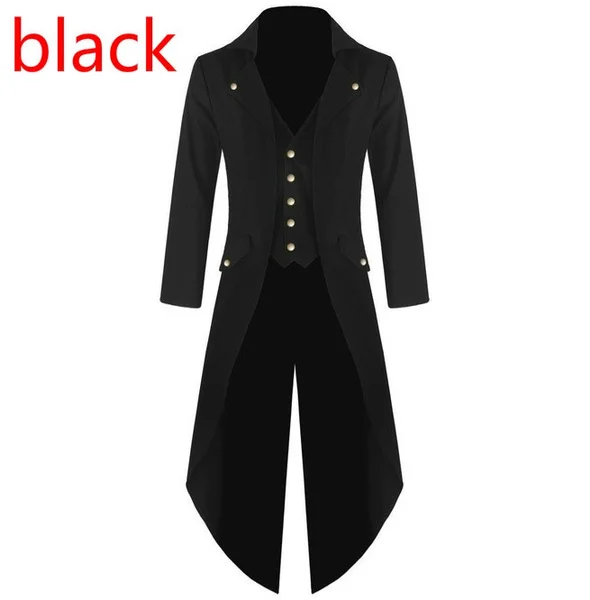 Gentlemen Men's Coat Fashion Steampunk Vintage Tailcoat Jacket Gothic Victorian Frock Coat Men's Uniform Costume Steampunk Jacket