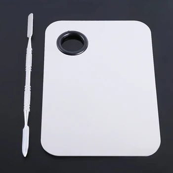 

Makeup Palette Clear Acrylic Nail Stamping Plates Polish Gel Mixing Spatula Foundation Eyeshadow Stainless Steel Rod Manicure
