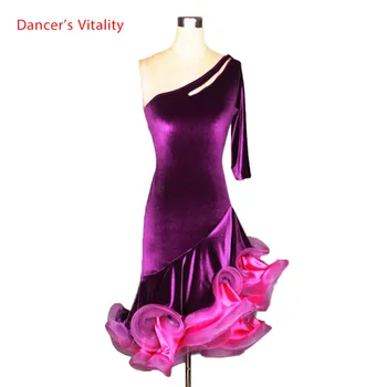 

Latin dance costume senior belt long sleeves latin dance dress for women latin dance Sleeveless dress competition dress 2 style