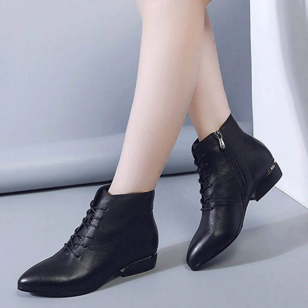 

PU Leather Women Boots Vintage Ankle Boots Women Shoes Zipper Low Heel Ladies Shoes Woman Autumn Boots 2019 8.16
